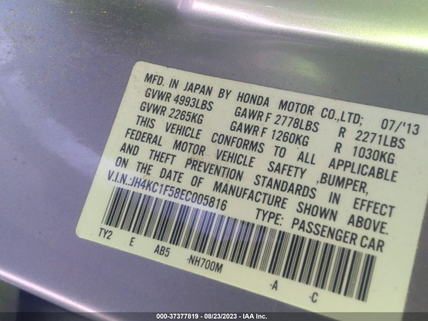 2014 ACURA RLX TECH PKG - JH4KC1F58EC005816