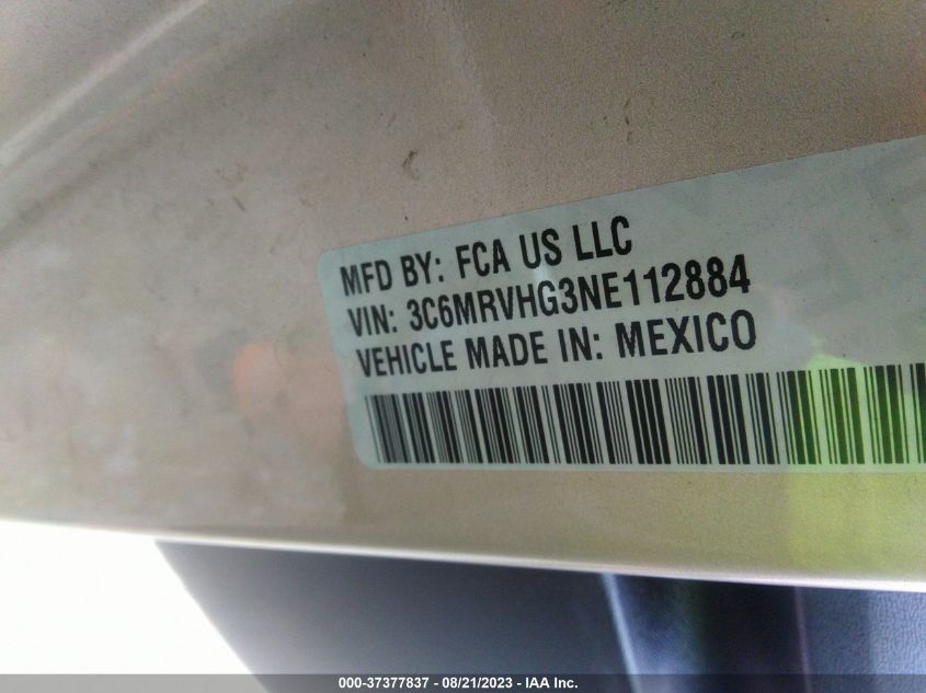 2022 RAM PROMASTER 3500 HIGH ROOF 159" WB 3C6MRVHG3NE112884