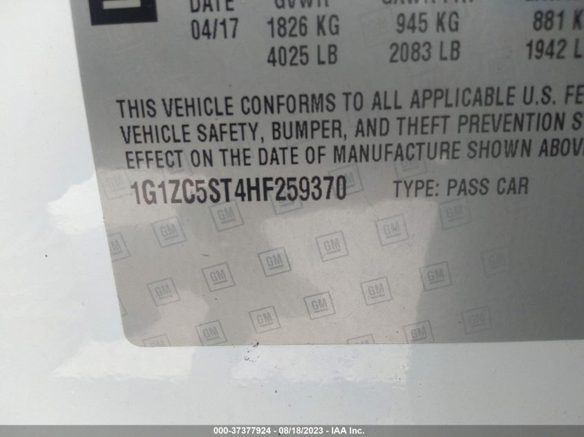 2017 CHEVROLET MALIBU LS - 1G1ZC5ST4HF259370