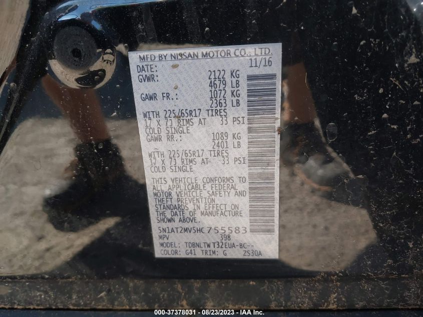 2017 NISSAN ROGUE SV - 5N1AT2MV5HC755583