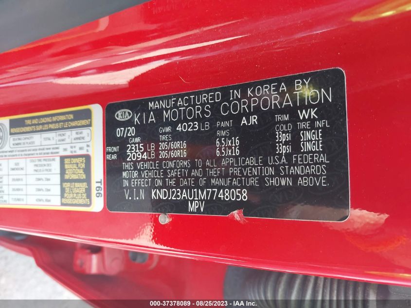 2021 KIA SOUL S - KNDJ23AU1M7748058