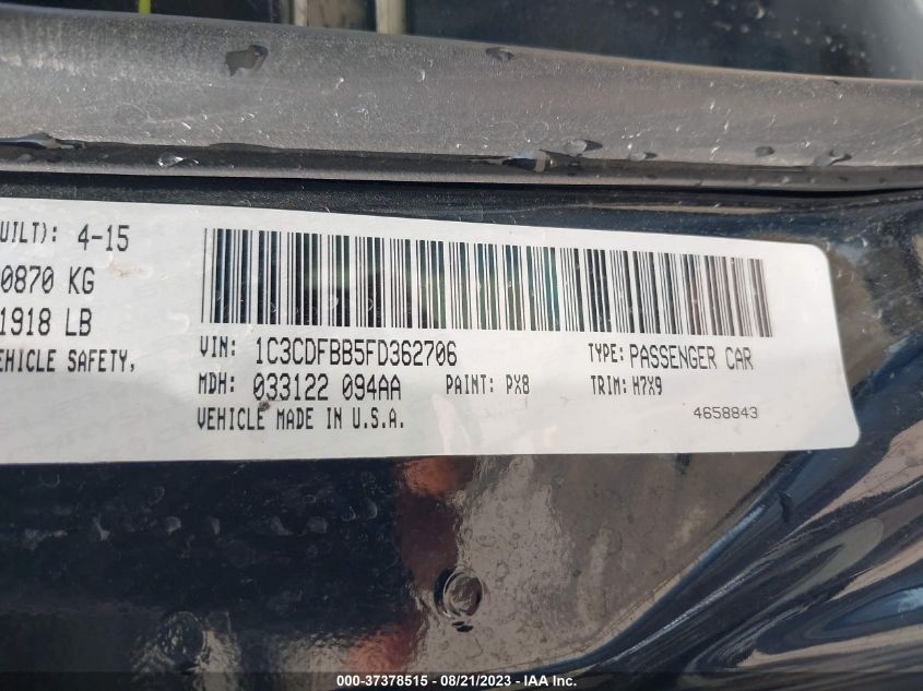 2015 DODGE DART SXT - 1C3CDFBB5FD362706