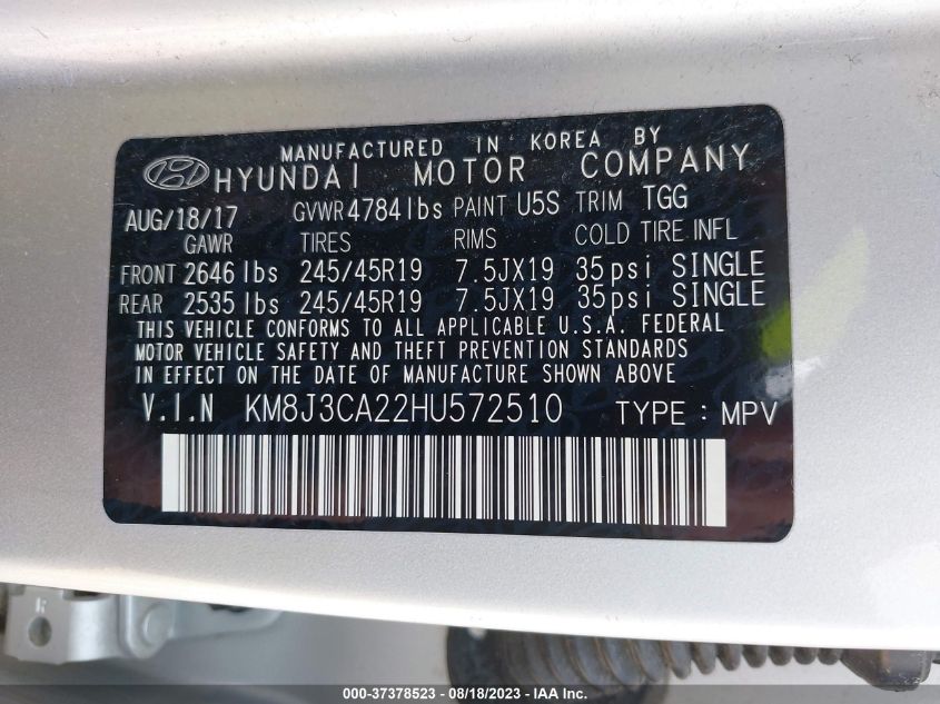 2017 HYUNDAI TUCSON VALUE - KM8J3CA22HU572510
