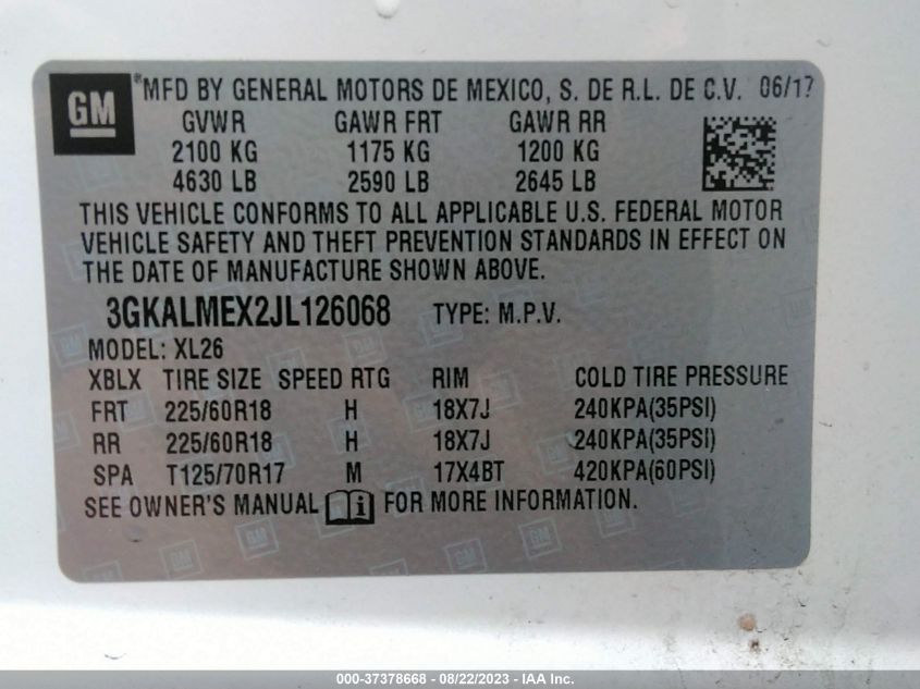 2018 GMC TERRAIN SLE - 3GKALMEX2JL126068