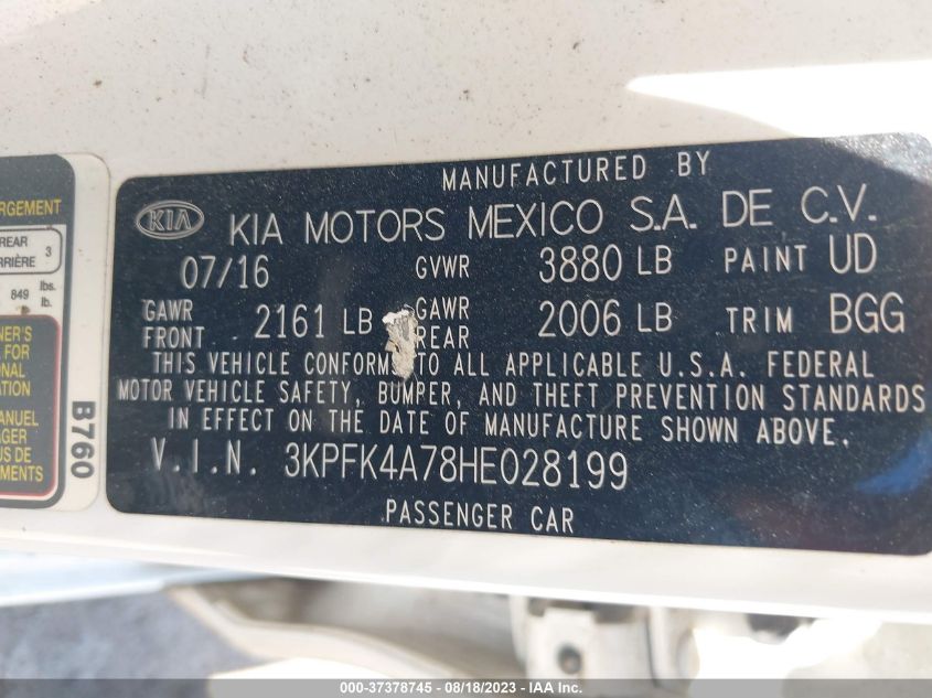 2017 KIA FORTE LX - 3KPFK4A78HE028199