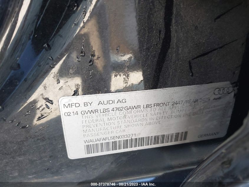 2014 AUDI A4 PREMIUM - WAUAFAFL5EN033271