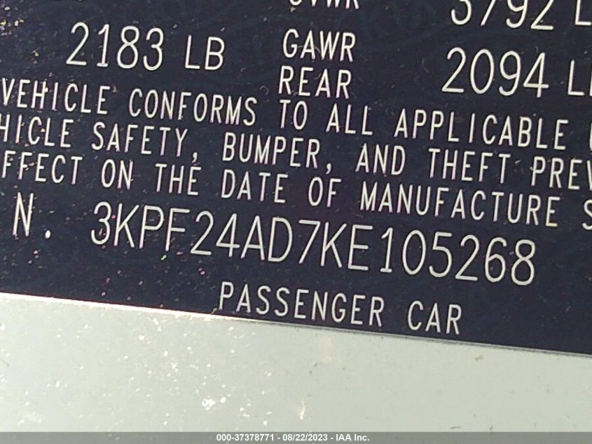 2019 KIA FORTE FE - 3KPF24AD7KE105268