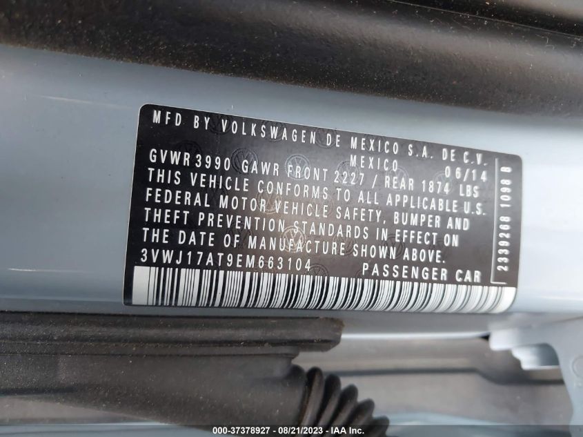 2014 VOLKSWAGEN BEETLE COUPE 1.8T - 3VWJ17AT9EM663104