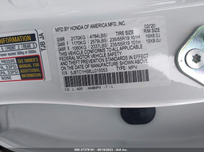 2020 ACURA RDX W/TECHNOLOGY PKG - 5J8TC1H58LL015053