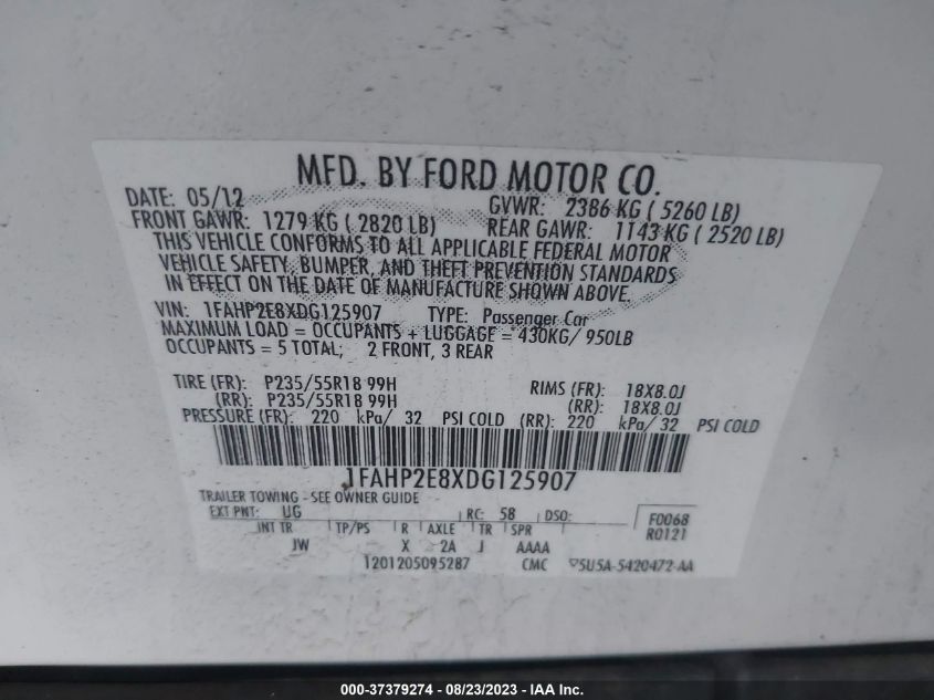 2013 FORD TAURUS SEL - 1FAHP2E8XDG125907