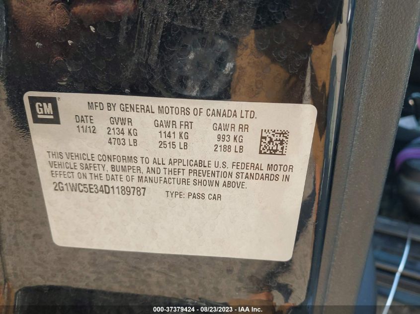 2013 CHEVROLET IMPALA LTZ - 2G1WC5E34D1189787