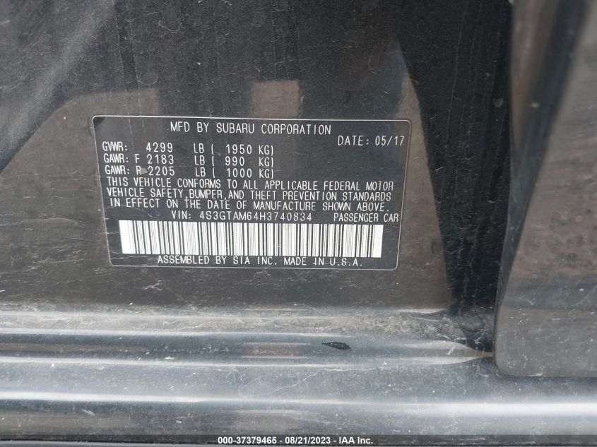 2017 SUBARU IMPREZA SPORT - 4S3GTAM64H3740834