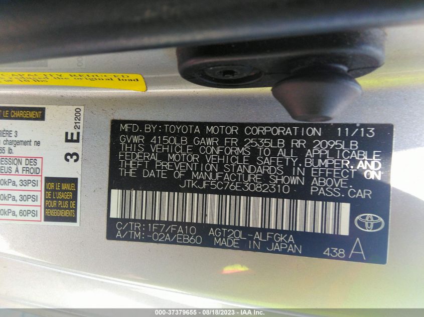 2014 TOYOTA SCION TC - JTKJF5C76E3082310