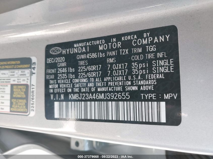 2021 HYUNDAI TUCSON SE - KM8J23A46MU392655