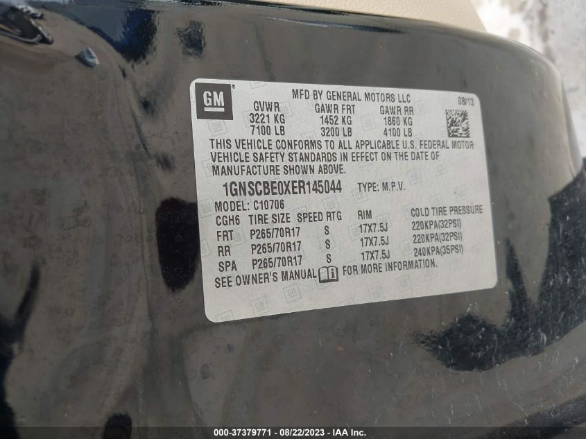 2014 CHEVROLET TAHOE LT - 1GNSCBE0XER145044