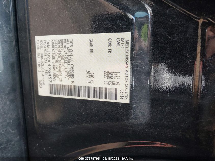2018 NISSAN ALTIMA 2.5/S/SV/SL/SR - 1N4AL3AP2JC476457