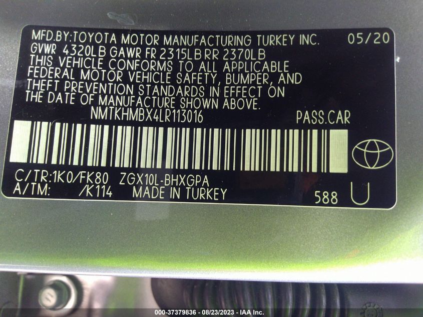 2020 TOYOTA C-HR LE/XLE/LIMITED - NMTKHMBX4LR113016