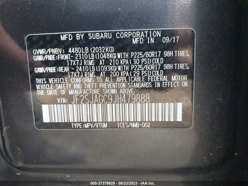 2018 SUBARU FORESTER PREMIUM - JF2SJAGC9JH479888