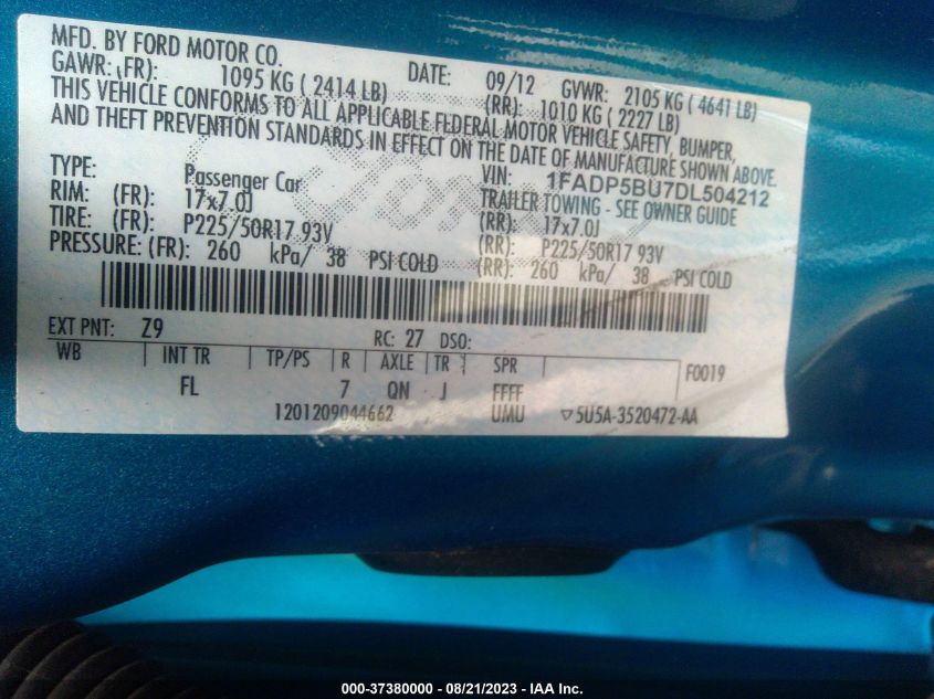 2013 FORD C-MAX HYBRID SEL - 1FADP5BU7DL504212