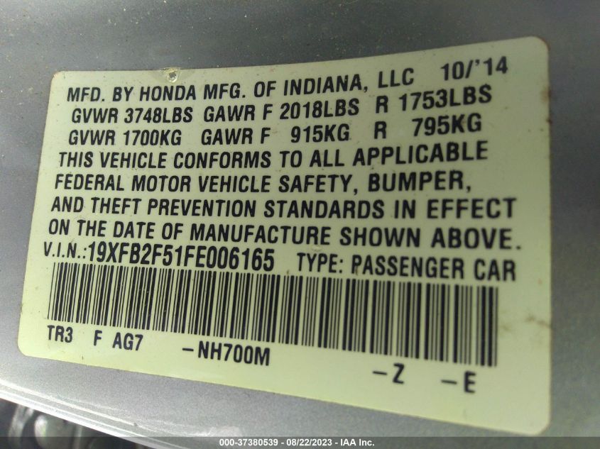 2015 HONDA CIVIC SEDAN LX - 19XFB2F51FE006165