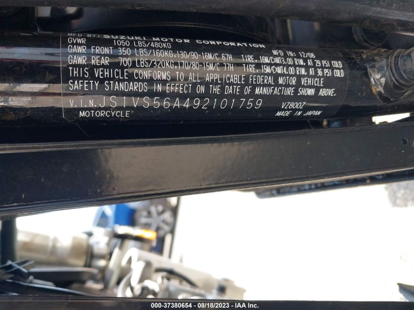 2009 SUZUKI VZ800 JS1VS56A492101759