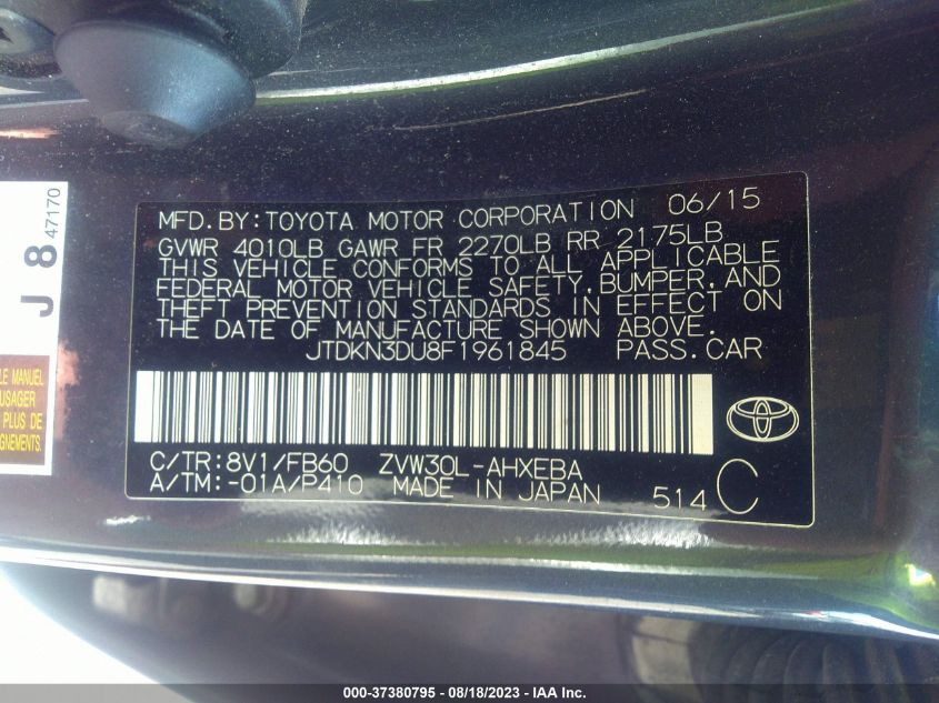 2015 TOYOTA PRIUS FOUR - JTDKN3DU8F1961845