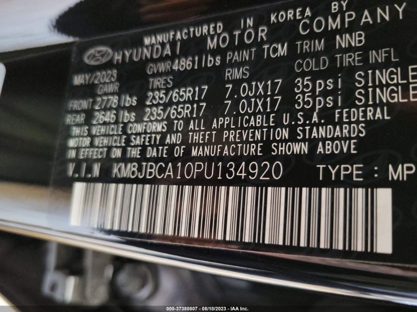 2023 HYUNDAI TUCSON HYBRID BLUE KM8JBCA10PU134920