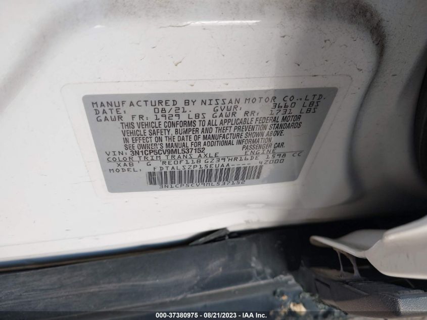 2021 NISSAN KICKS SV - 3N1CP5CV9ML537152