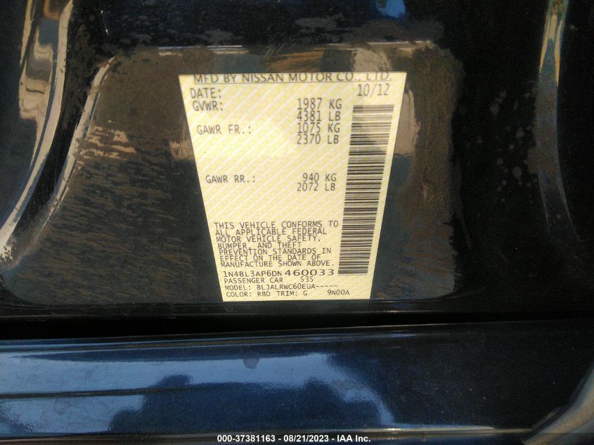 2013 NISSAN ALTIMA 3.5 S - 1N4BL3AP6DN460033