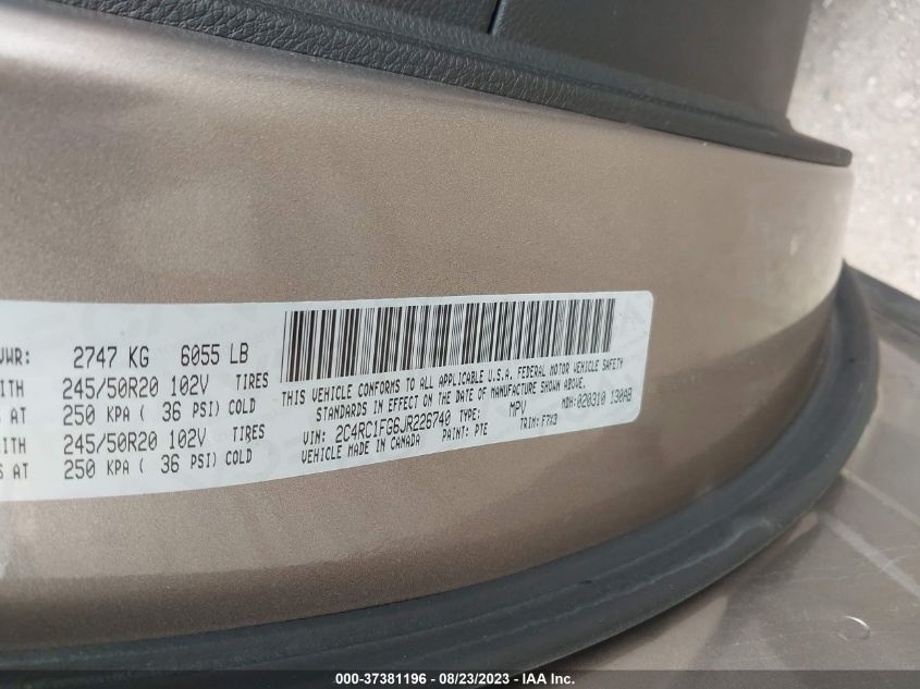 2018 CHRYSLER PACIFICA TOURING PLUS - 2C4RC1FG6JR226740