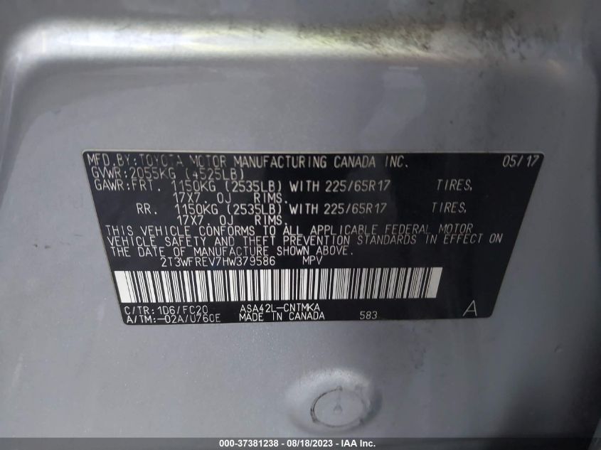 2017 TOYOTA RAV4 XLE - 2T3WFREV7HW379586