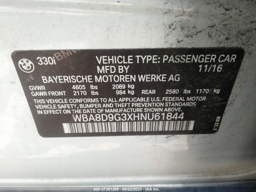 2017 BMW 3 SERIES 330I XDRIVE - WBA8D9G3XHNU61844