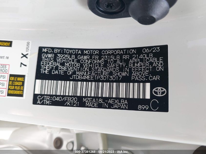 2023 TOYOTA COROLLA LE - JTDB4MEE1P3013017