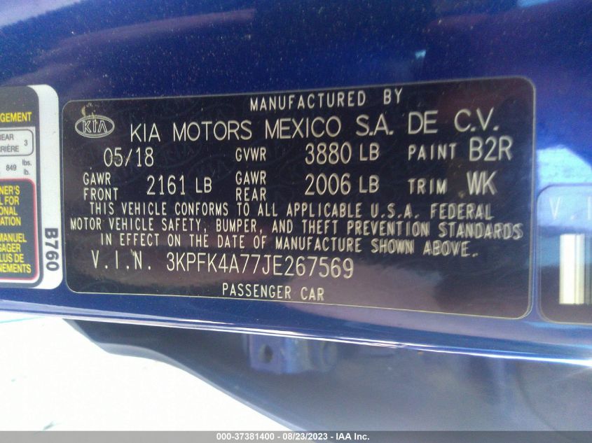 2018 KIA FORTE LX - 3KPFK4A77JE267569