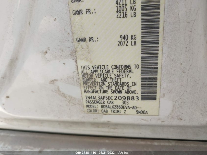 2013 NISSAN ALTIMA 2.5/S/SV/SL - 1N4AL3AP5DC209883