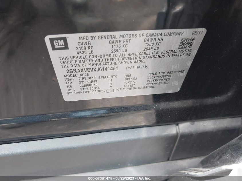 2018 CHEVROLET EQUINOX PREMIER - 2GNAXVEVXJ6141451