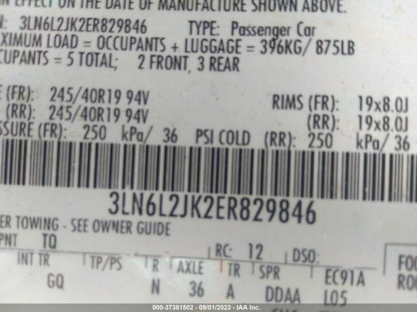 2014 LINCOLN MKZ - 3LN6L2JK2ER829846