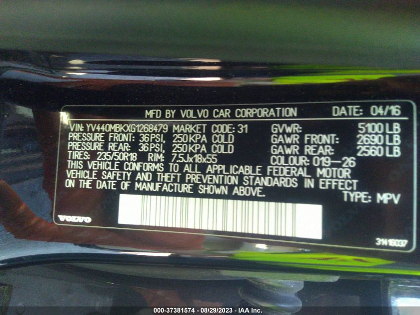 2016 VOLVO XC70 T5 DRIVE-E PREMIER - YV440MBKXG1268479