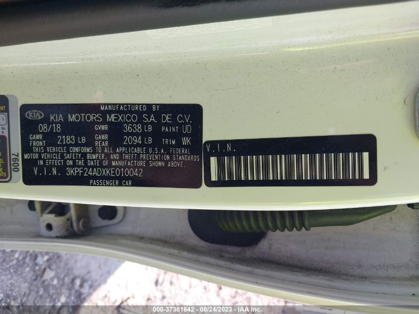 2019 KIA FORTE FE - 3KPF24ADXKE010042