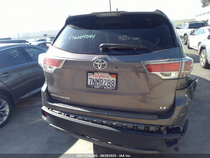 2015 TOYOTA HIGHLANDER LE/LE PLUS - 5TDZKRFH4FS113748