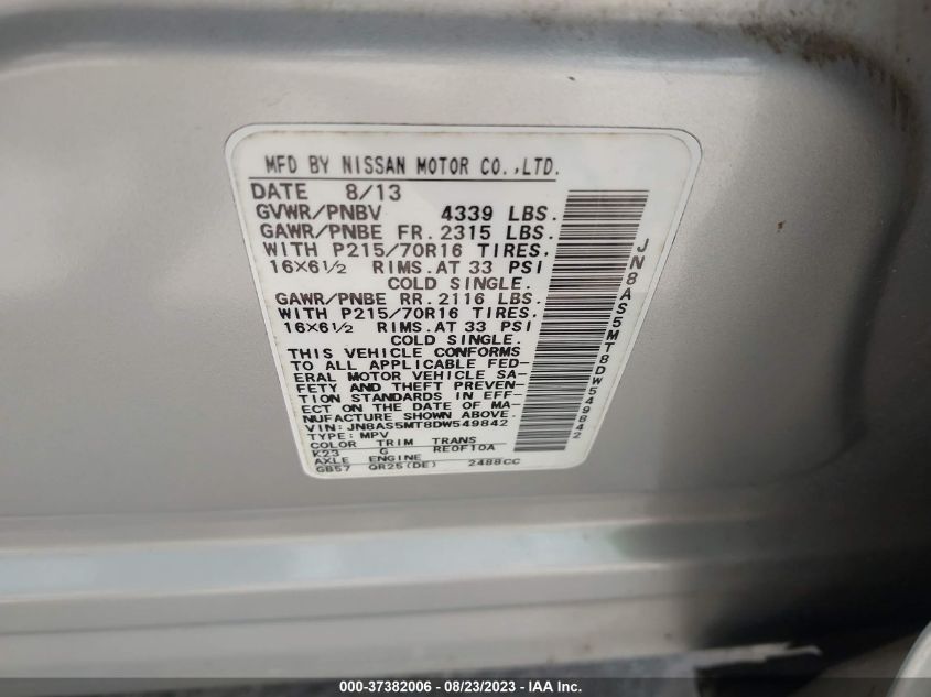 2013 NISSAN ROGUE S - JN8AS5MT8DW549842