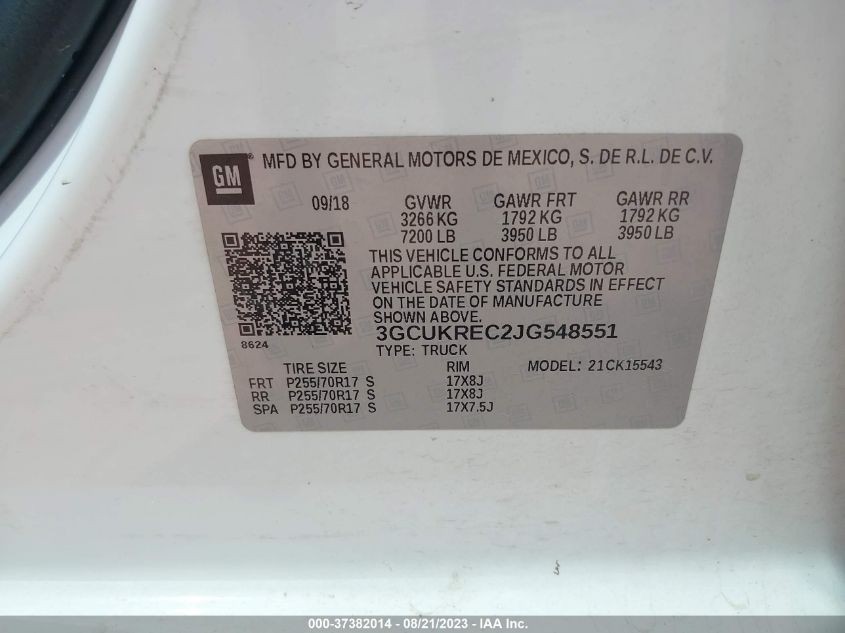 2018 CHEVROLET SILVERADO 1500 LT - 3GCUKREC2JG548551