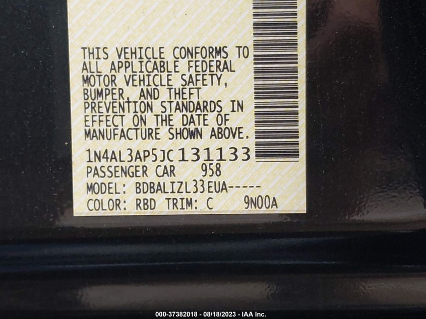 2018 NISSAN ALTIMA 2.5 SV - 1N4AL3AP5JC131133