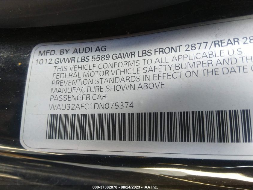 2013 AUDI S7 PRESTIGE WAU32AFC1DN075374