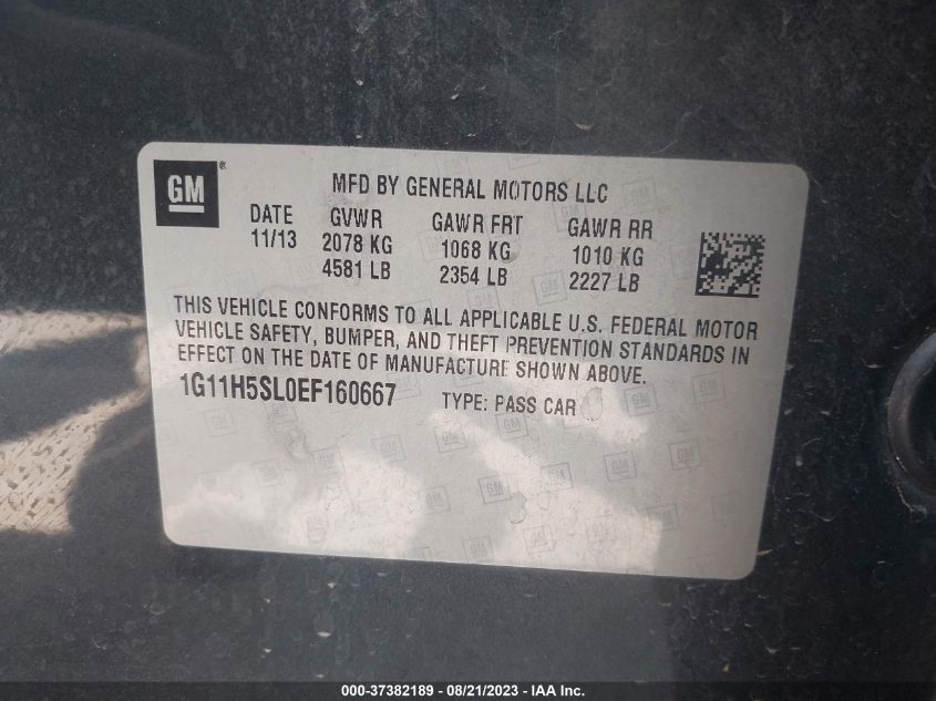 2014 CHEVROLET MALIBU LTZ - 1G11H5SL0EF160667