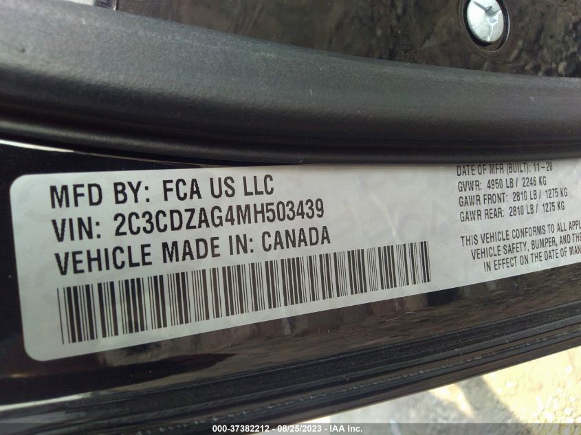 2021 DODGE CHALLENGER SXT - 2C3CDZAG4MH503439