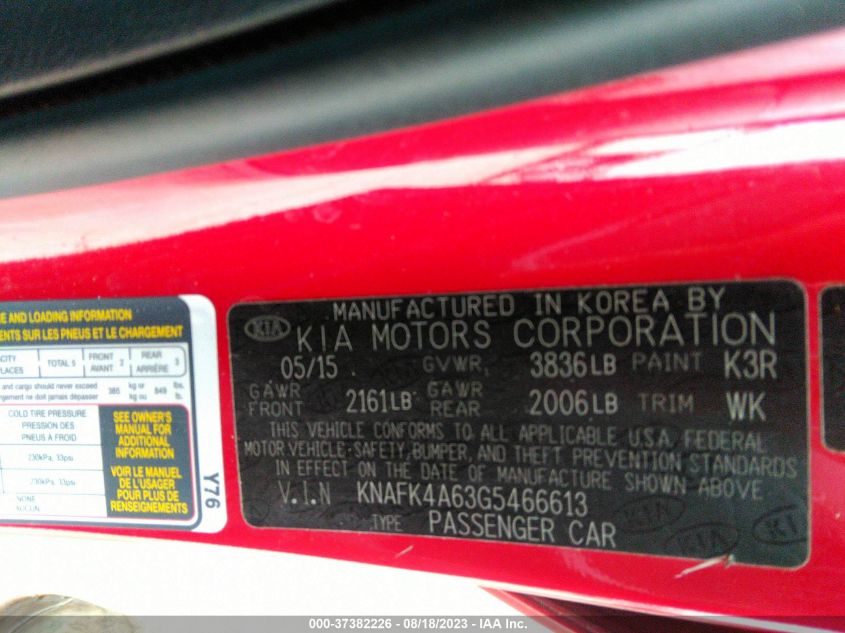 2016 KIA FORTE LX - KNAFK4A63G5466613