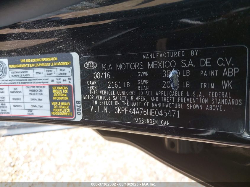 2017 KIA FORTE LX - 3KPFK4A76HE045471
