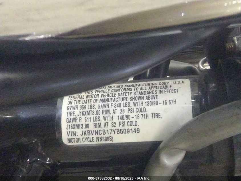 2000 KAWASAKI VN800 B - JKBVNCB17YB509149