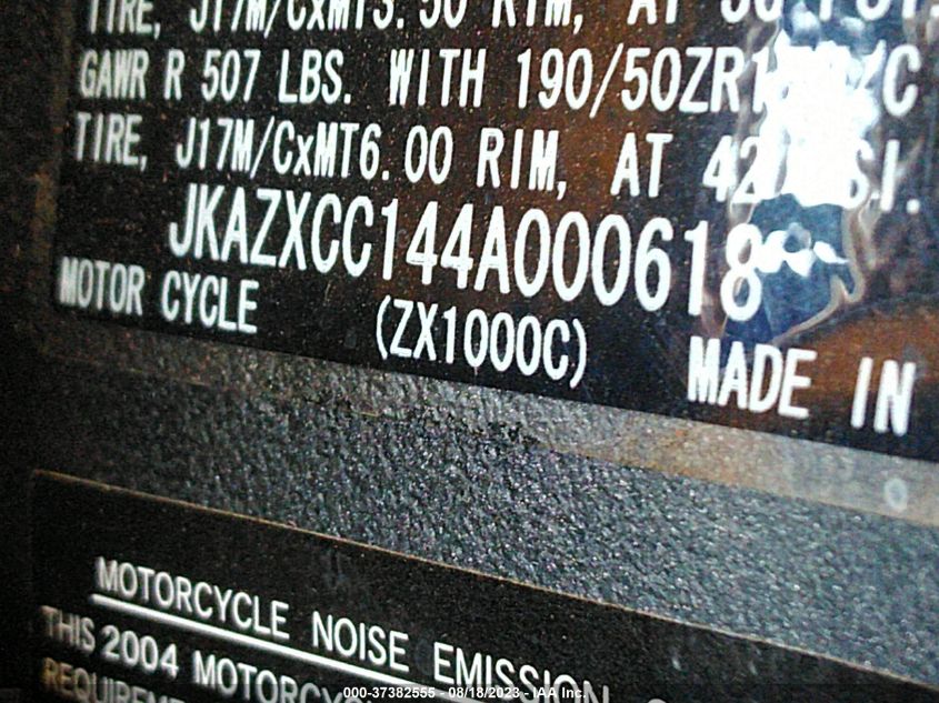 2004 KAWASAKI NINJA ZX 10R JKAZXCC144A000618